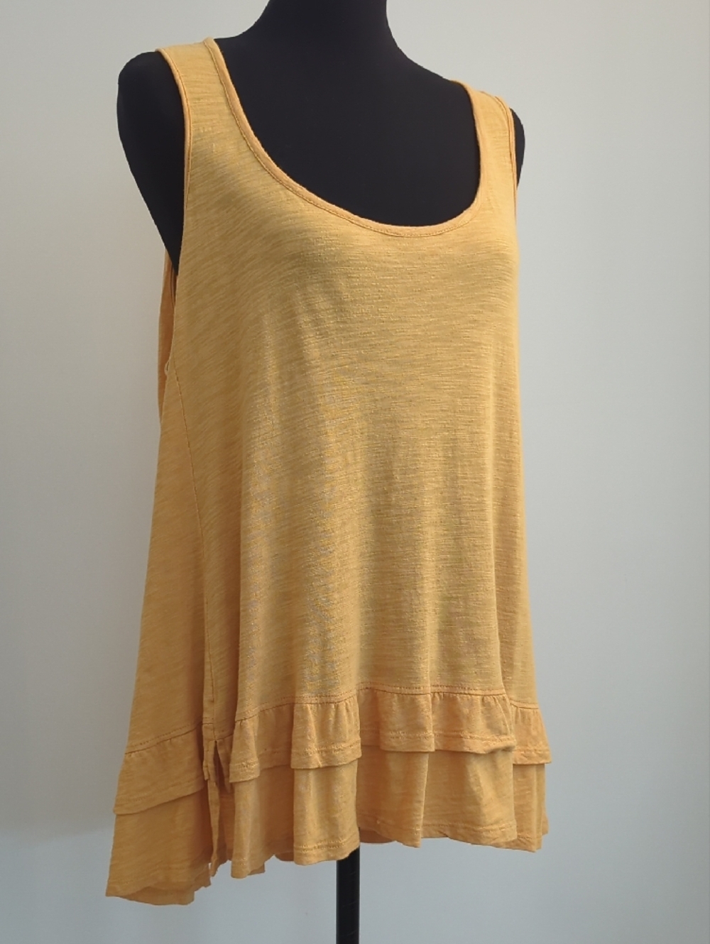 Melissa Paige Mustard Asymmetrical Ruffle-Hem Tank Tunic